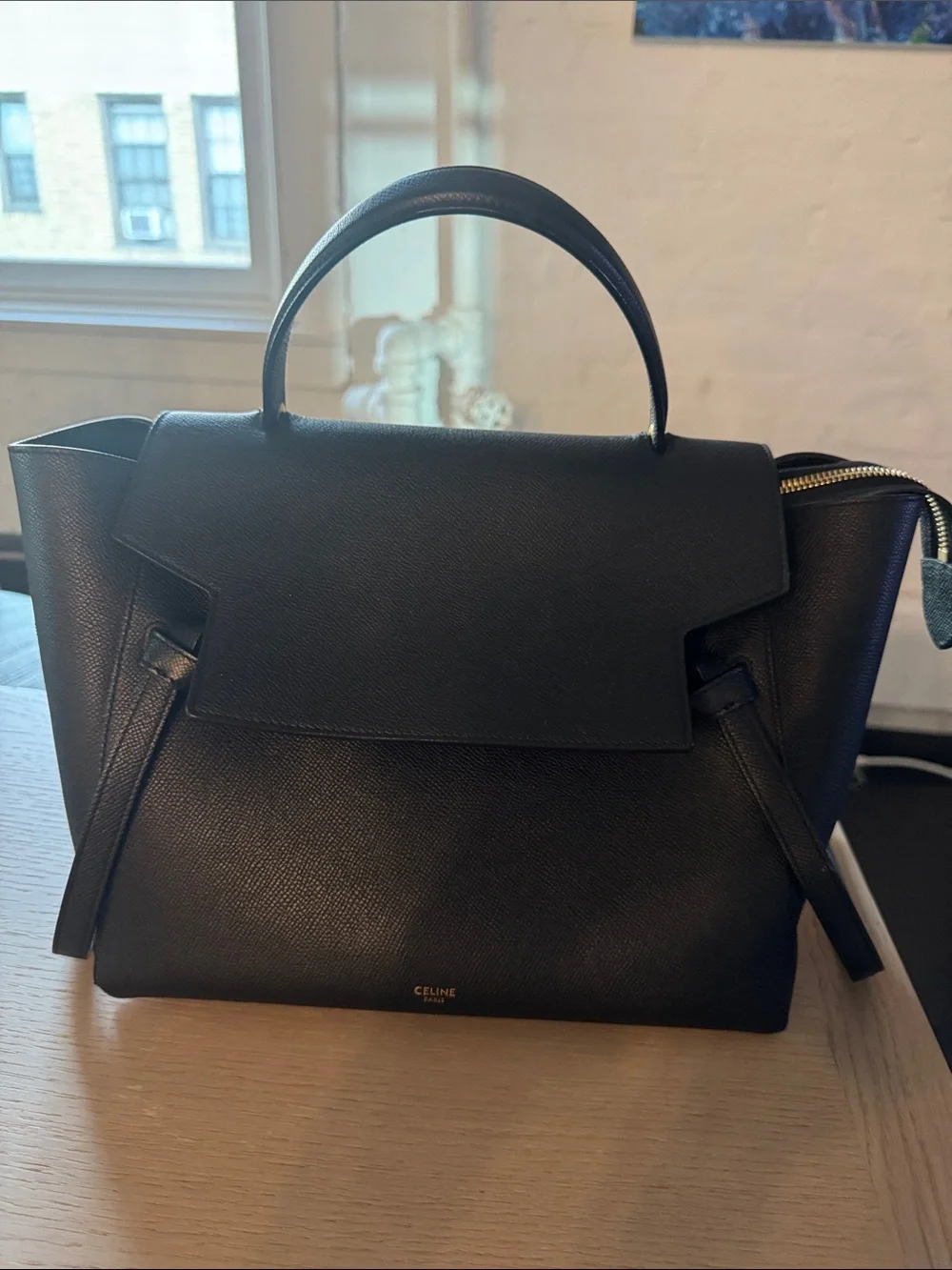 Celine Black Leather Structured Top-Handle Satchel- never used